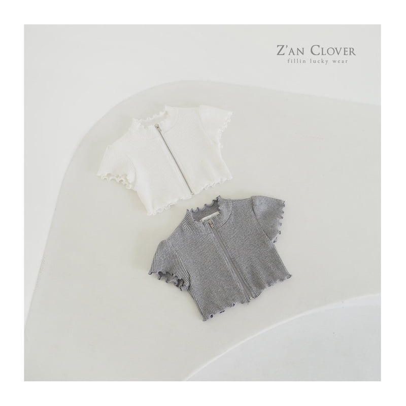 Zan Clover - Korean Children Fashion - #toddlerclothing - Ribbed Short Zip-up Jacket