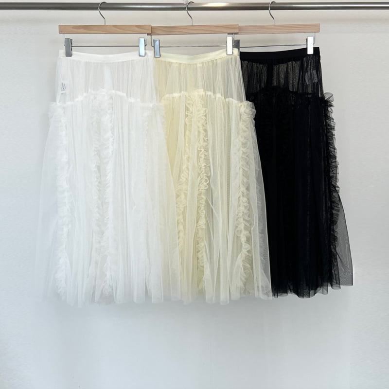 140 Avenue - Korean Women Fashion - #momslook - Double Mesh Shirring Skirt