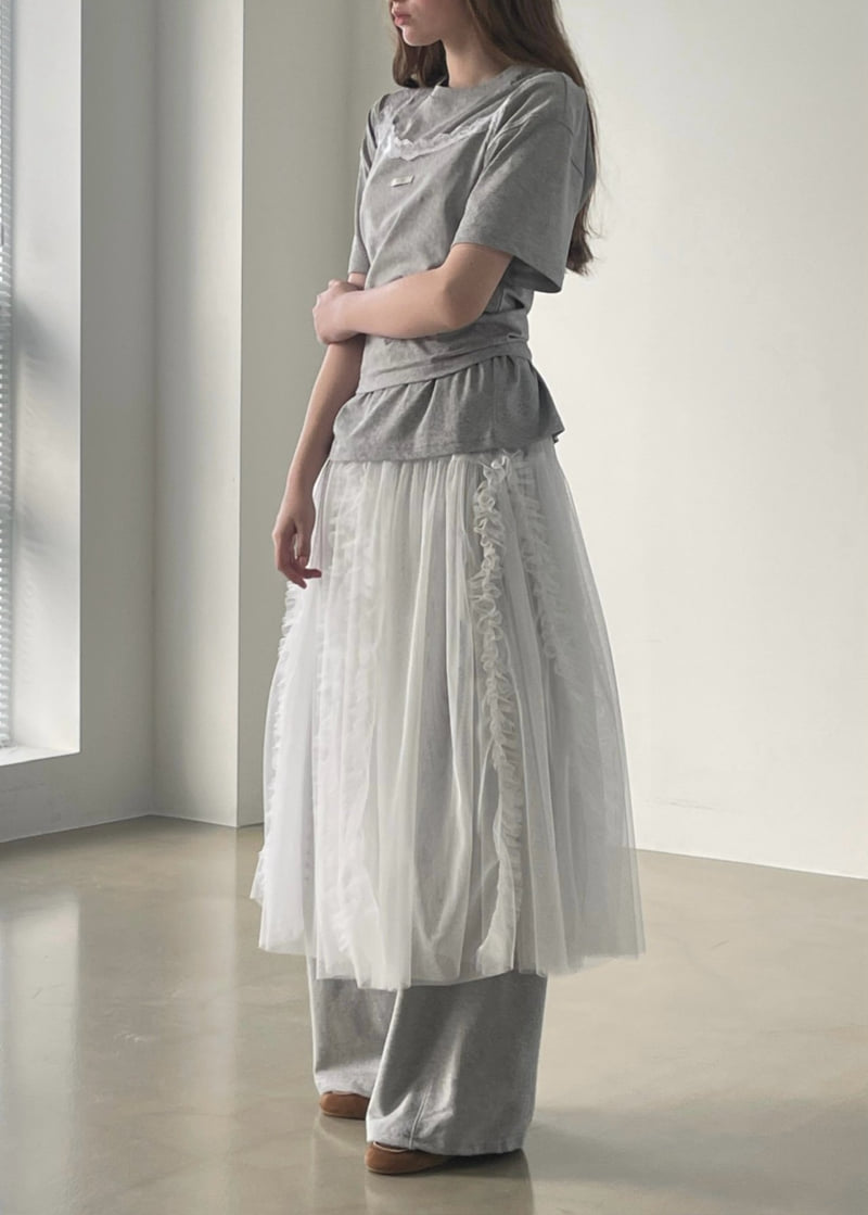 140 Avenue - Korean Women Fashion - #momslook - Double Mesh Shirring Skirt - 5