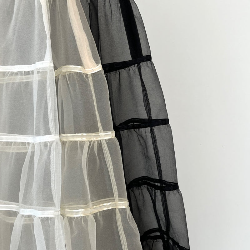 140 Avenue - Korean Women Fashion - #momslook - Mesh Tape Tiered Skirt - 2