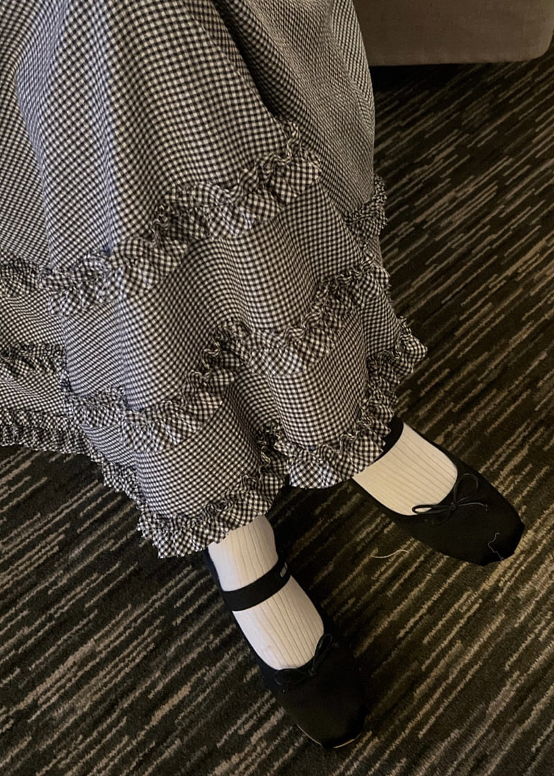 140 Avenue - Korean Women Fashion - #momslook - Check Shirred Tiered Skirt - 10