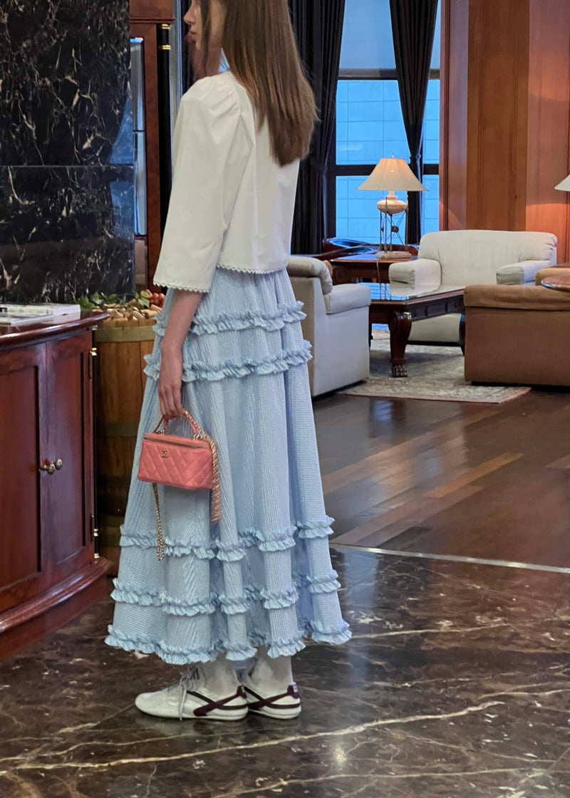 140 Avenue - Korean Women Fashion - #momslook - Check Shirred Tiered Skirt - 6