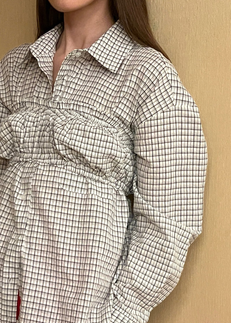 140 Avenue - Korean Women Fashion - #momslook - Check Shirred Top - 8