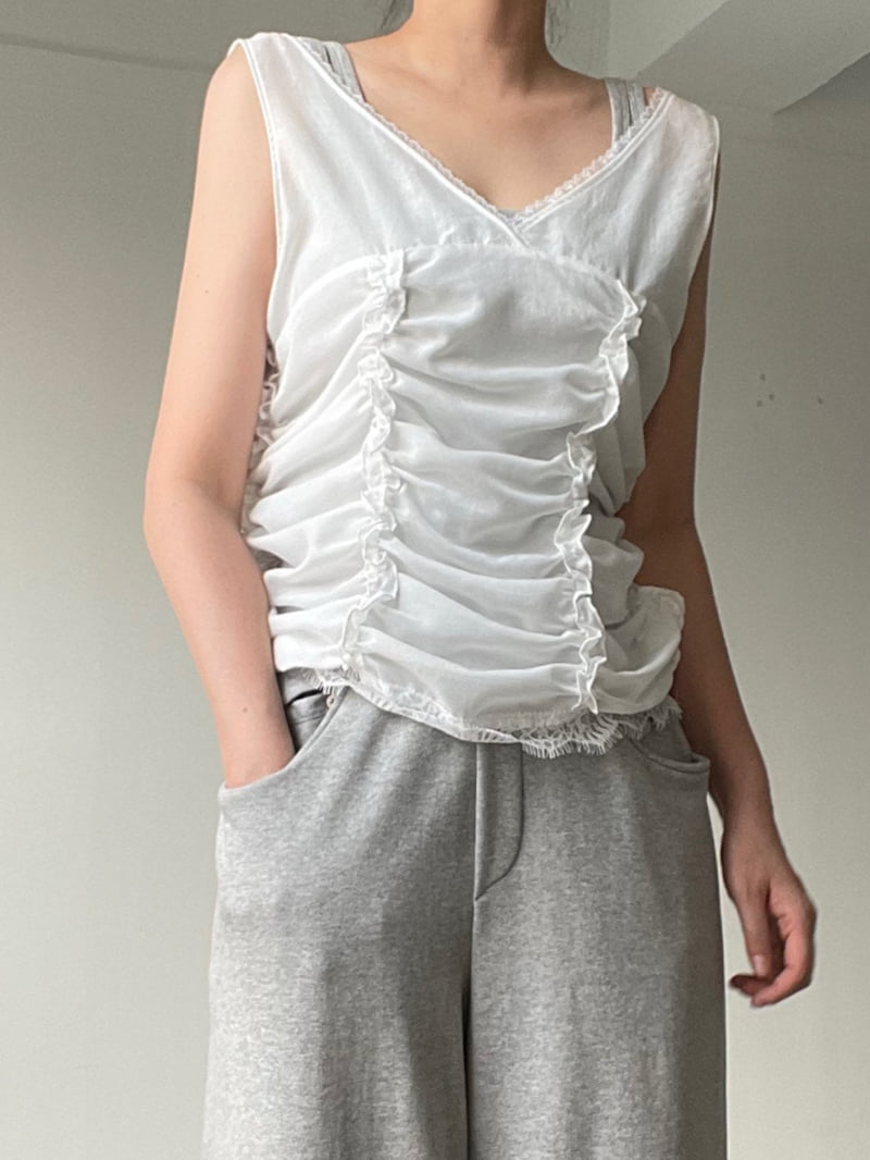 140 Avenue - Korean Women Fashion - #momslook - Shirring Lace Sleeveless - 7