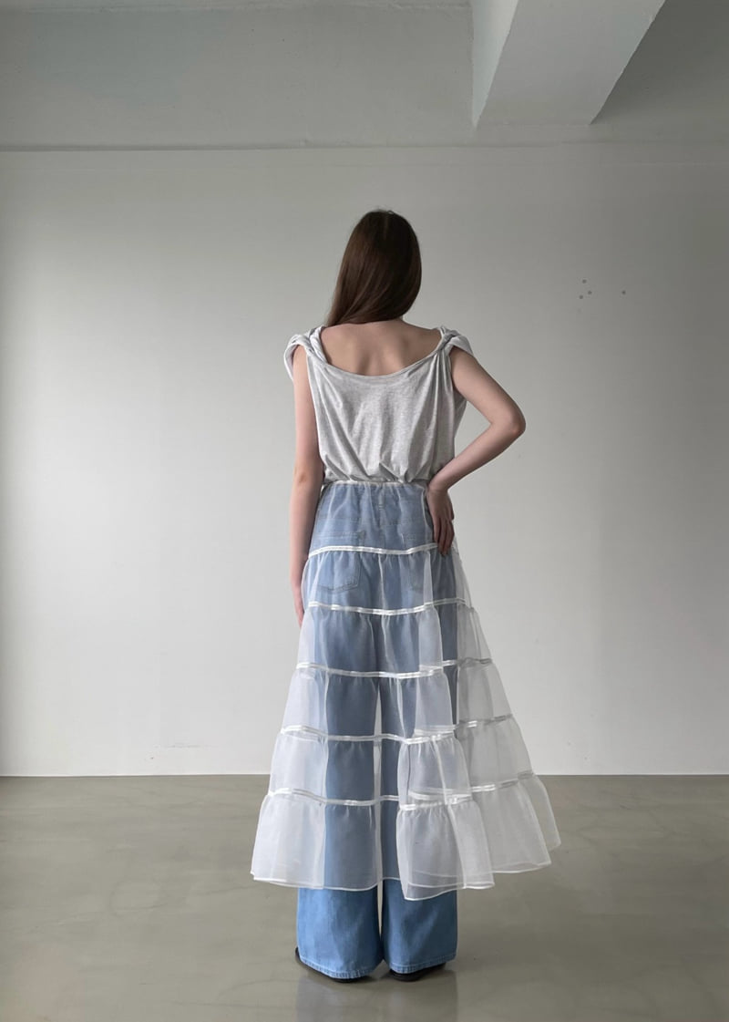 140 Avenue - Korean Women Fashion - #pursuepretty - Mesh Tape Tiered Skirt - 12
