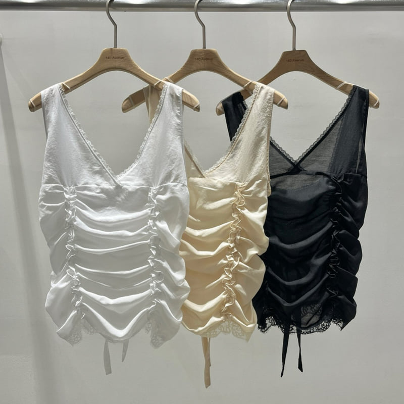 140 Avenue - Korean Women Fashion - #pursuepretty - Shirring Lace Sleeveless