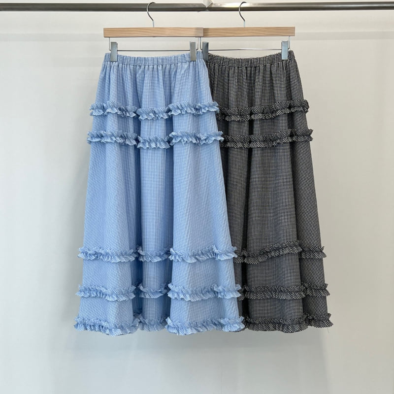 140 Avenue - Korean Women Fashion - #shopsmall - Check Shirred Tiered Skirt