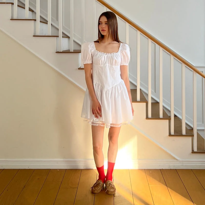 140 Avenue - Korean Women Fashion - #thatsdarling - Lace Smocked One-piece - 7