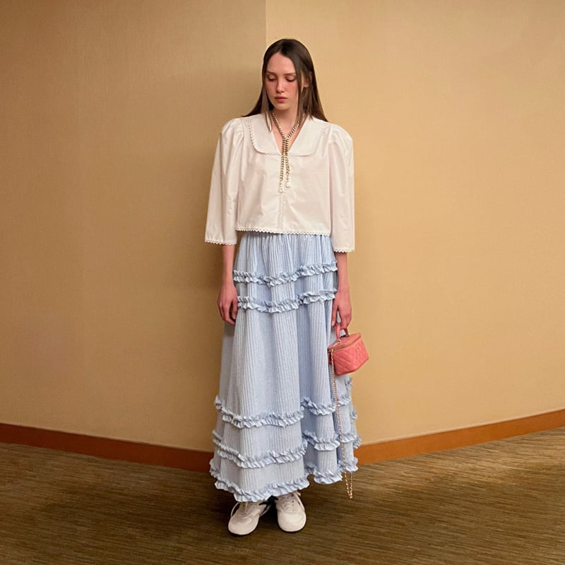 140 Avenue - Korean Women Fashion - #thelittlethings - Check Shirred Tiered Skirt - 3