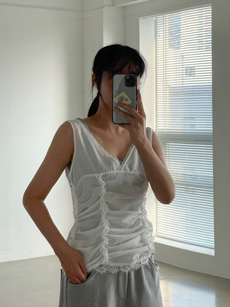 140 Avenue - Korean Women Fashion - #thelittlethings - Shirring Lace Sleeveless - 6
