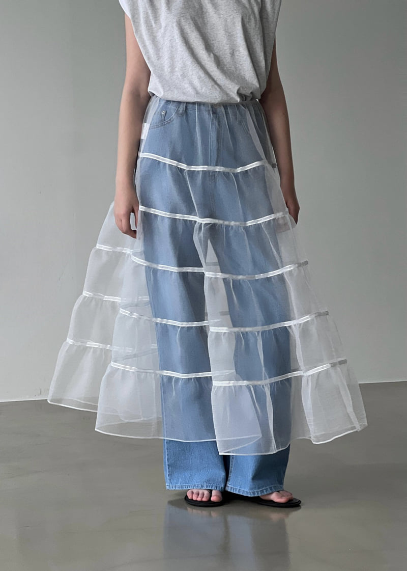 140 Avenue - Korean Women Fashion - #vintageinspired - Mesh Tape Tiered Skirt - 10