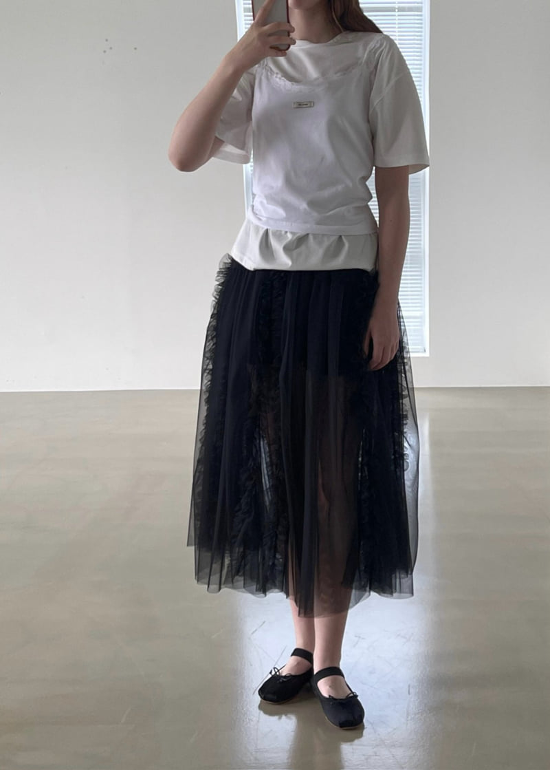 140 Avenue - Korean Women Fashion - #womensfashion - Double Mesh Shirring Skirt - 10