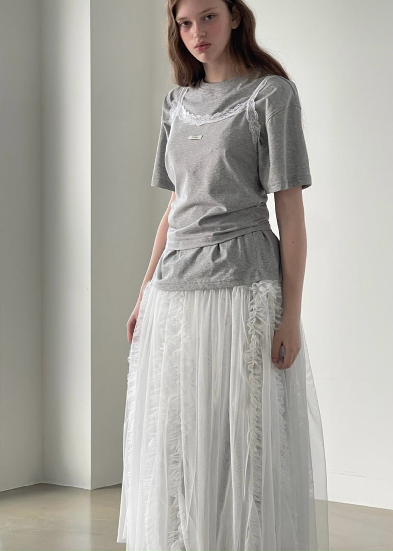 140 Avenue - Korean Women Fashion - #momslook - Double Mesh Shirring Skirt - 4