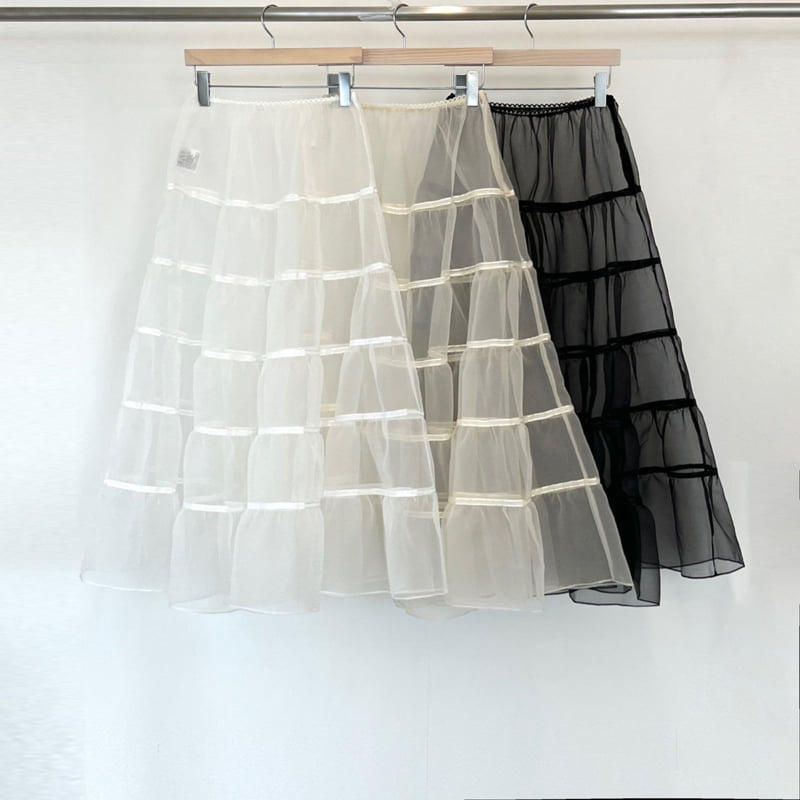 140 Avenue - Korean Women Fashion - #womensfashion - Mesh Tape Tiered Skirt