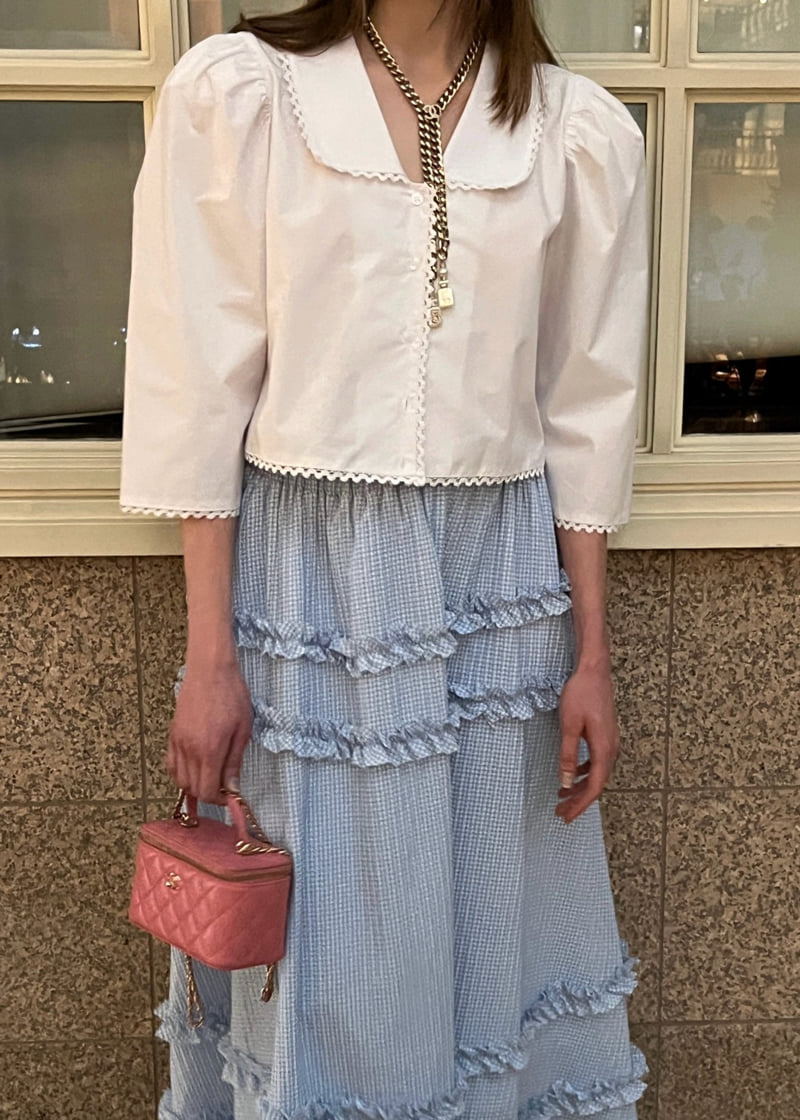 140 Avenue - Korean Women Fashion - #womensfashion - Check Shirred Tiered Skirt - 5