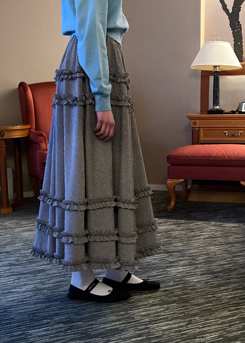140 Avenue - Korean Women Fashion - #womensfashion - Check Shirred Tiered Skirt - 9