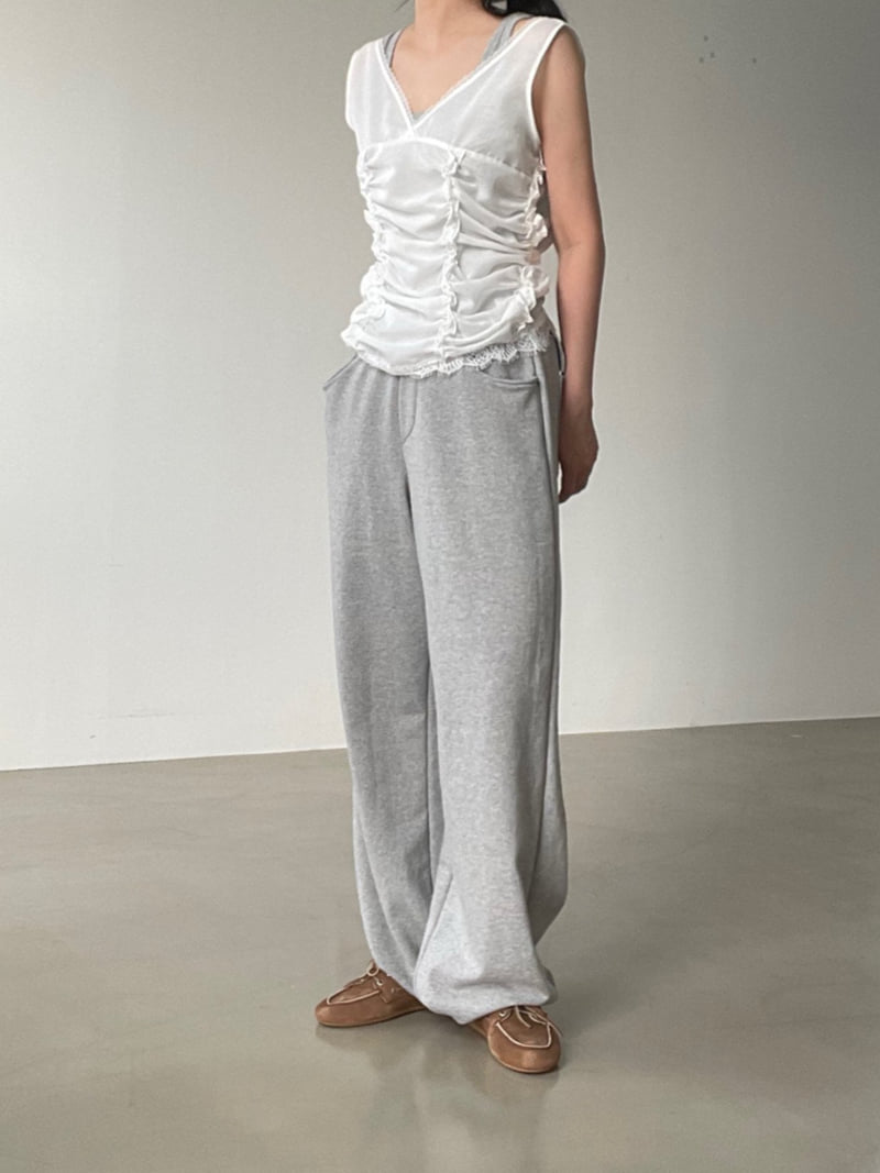 140 Avenue - Korean Women Fashion - #womensfashion - Shirring Lace Sleeveless - 8