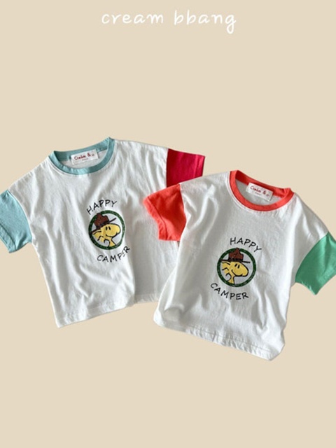 Happy Camper Sleeve Color Tee