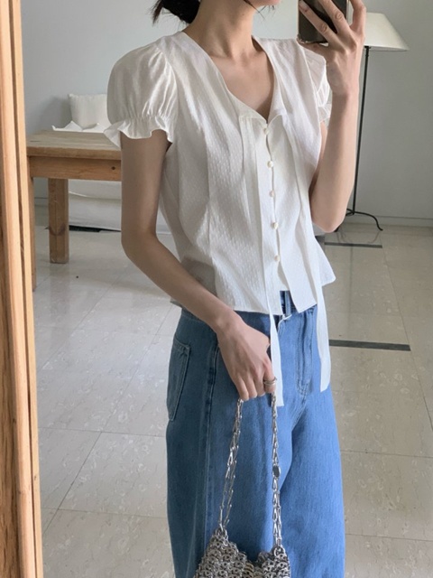 Dot Tie Blouse