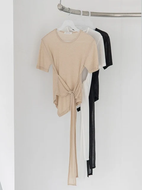 Tencel Sheer Waist Knot Detail Tee