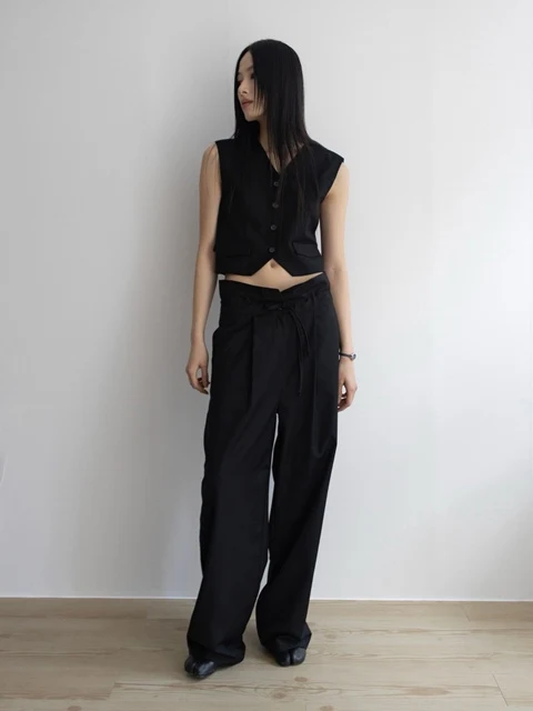 Flip Waist String Detail Trousers Flip Waist String Detail Trousers