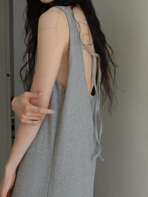 Side Slit Backless Cotton Maxi One-piece Side Slit Backless Cotton Maxi One-piece