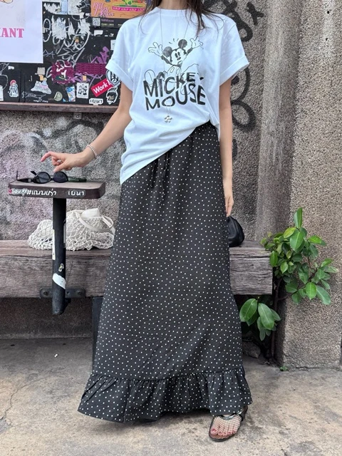Polka Dot Frill Maxi Skirt Polka Dot Frill Maxi Skirt