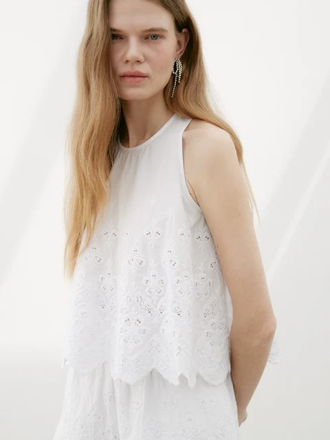 M Embroidery Halter Sleeveless