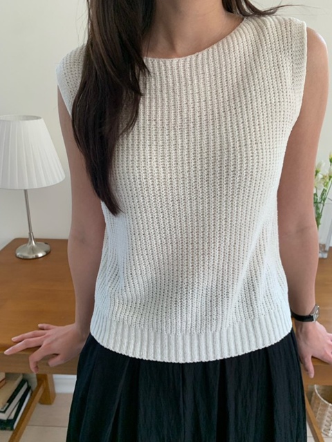 Boat Neck Hacci Sleeveless Boat Neck Hacci Sleeveless
