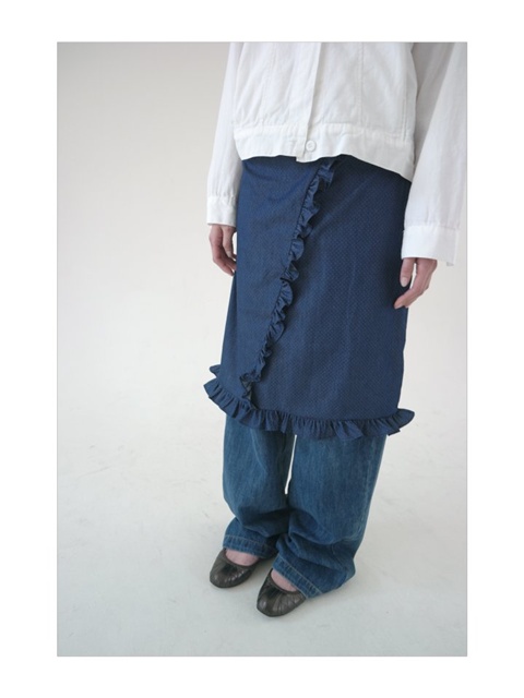 Denim Frill Dot Skirt Denim Frill Dot Skirt