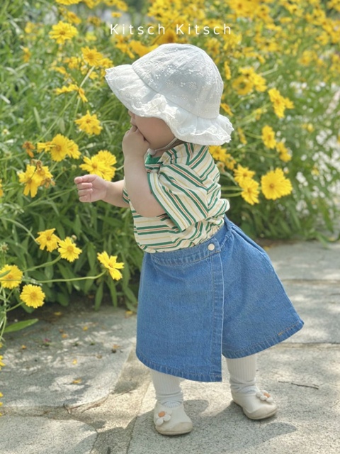 M Patch Denim Wrap Skirt Pants