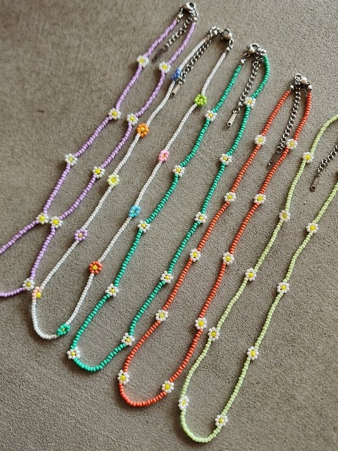 Surgical Steel Beaded Flower Necklace Surgical Steel Beaded Flower Necklace