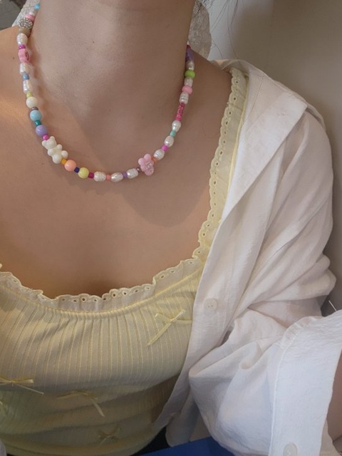 Pastel Cookie Man Freshwater Pearl Necklace Pastel Cookie Man Freshwater Pearl Necklace