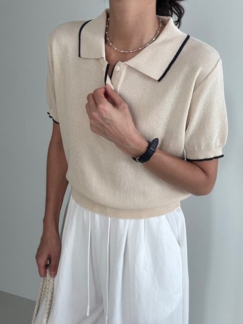 Slushy Collar Short Sleeve Knit Slushy Collar Short Sleeve Knit