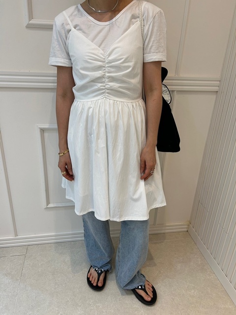 Shirring Sleeveless One-piece Shirring Sleeveless One-piece