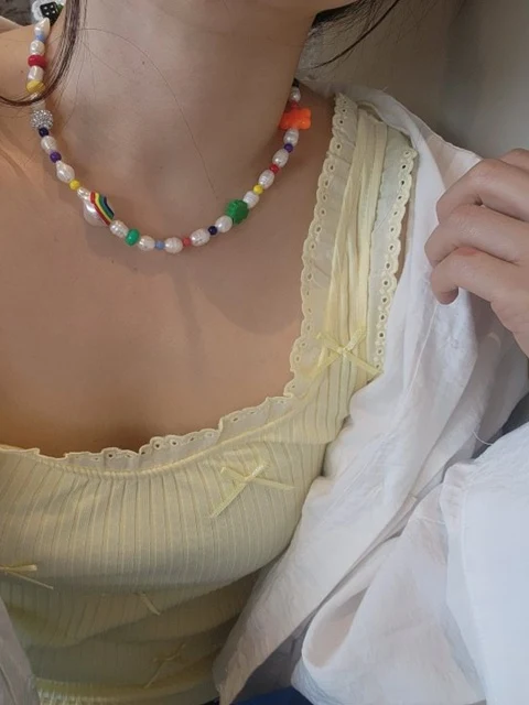 Cookie Man Rainbow Freshwater Pearl Necklace Cookie Man Rainbow Freshwater Pearl Necklace