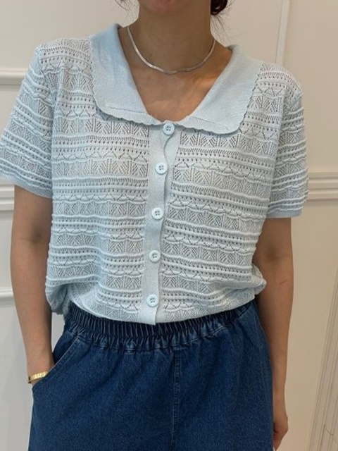 Wave Lace Short Sleeve Knit Wave Lace Short Sleeve Knit