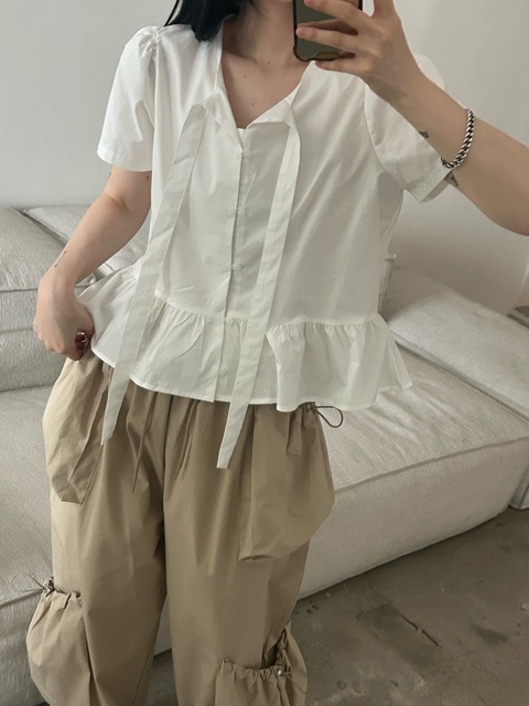 Cotton Tie Blouse