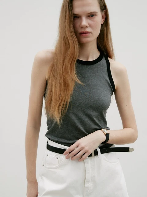 Contrast Halter Sleeveless