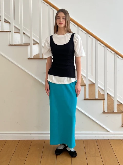 Slit Ribbed Sleeveless
