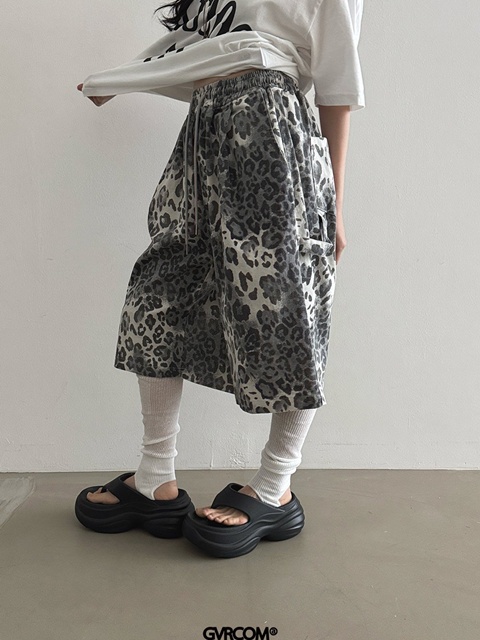 Leopard Washed Shorts Leopard Washed Shorts