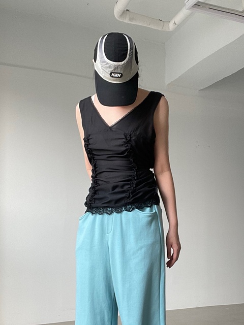 Shirring Lace Sleeveless Shirring Lace Sleeveless