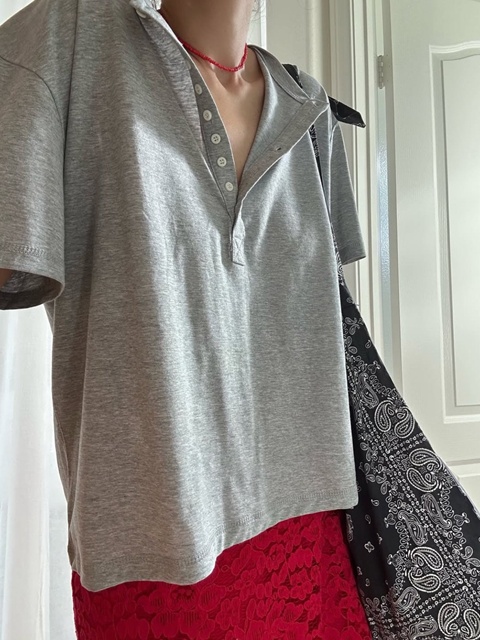 Button Loose Fit Tee Button Loose Fit Tee