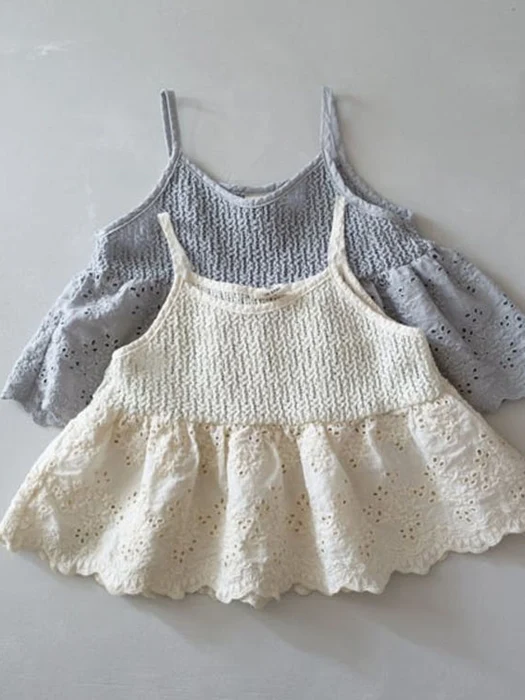 Knit Lace Frill Sleeveless