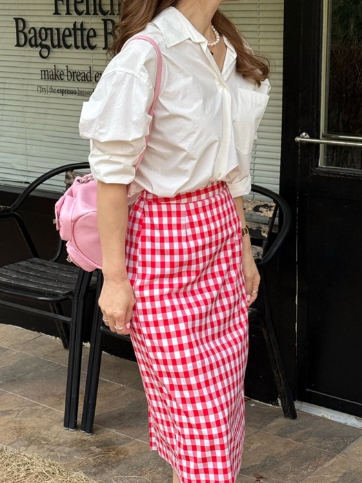 Check Elastic Band Skirt (Back Banding)