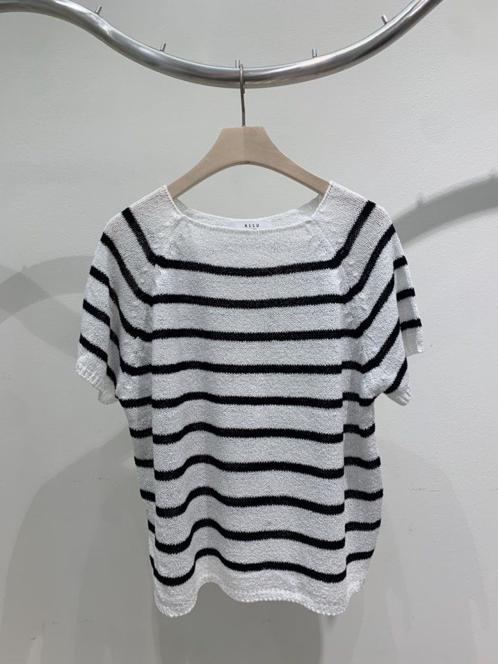 Allu - Korean Women Fashion - #momslook - Square Stripe Knit - 10