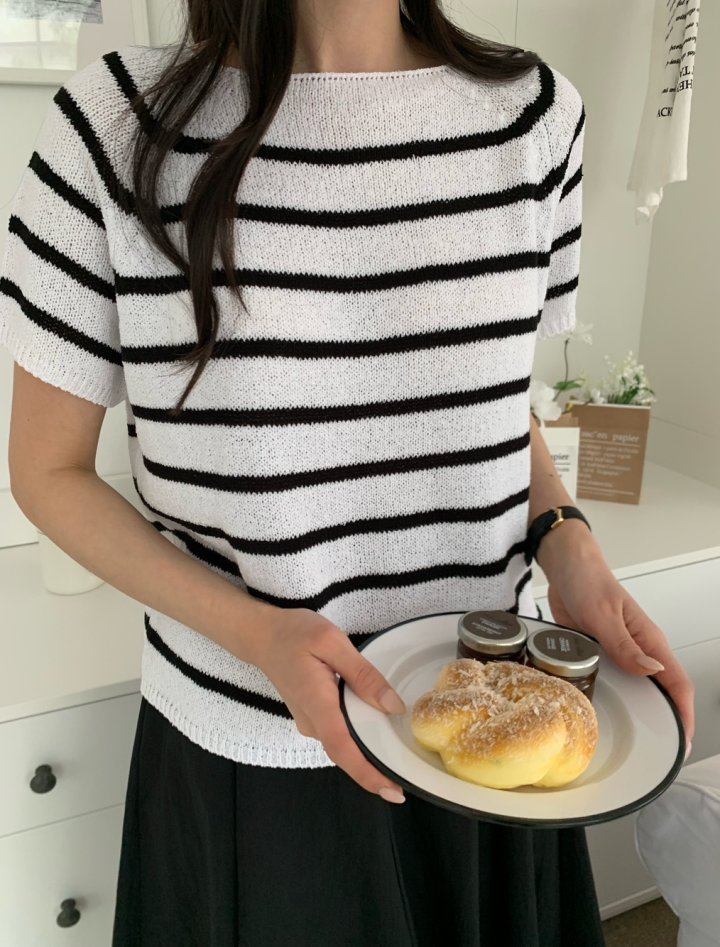 Allu - Korean Women Fashion - #womensfashion - Square Stripe Knit - 4