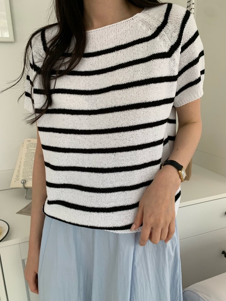 Allu - Korean Women Fashion - #momslook - Square Stripe Knit - 6