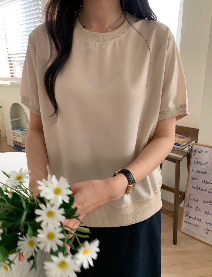 Allu - Korean Women Fashion - #momslook - Silk Short Sleeve Sweatshirt