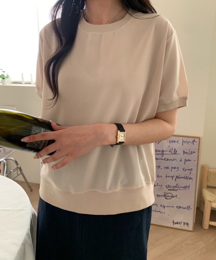 Allu - Korean Women Fashion - #momslook - Silk Short Sleeve Sweatshirt - 3